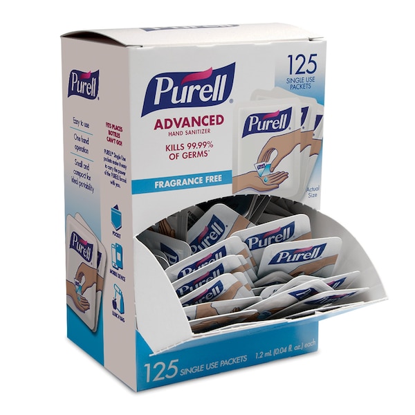 Purell Hand Sanitizer, Gel, Clear, PK 125 - 9630-12-125CTNS