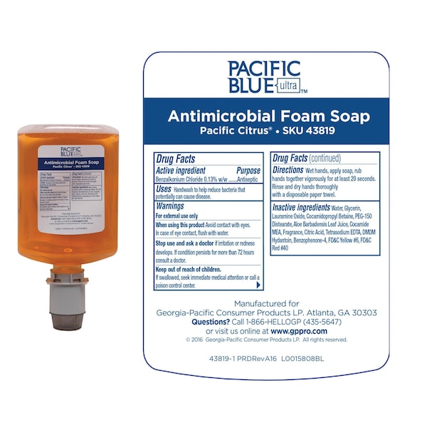 Georgia-Pacific 1200 ml Foam Hand Soap Cartridge - 43819