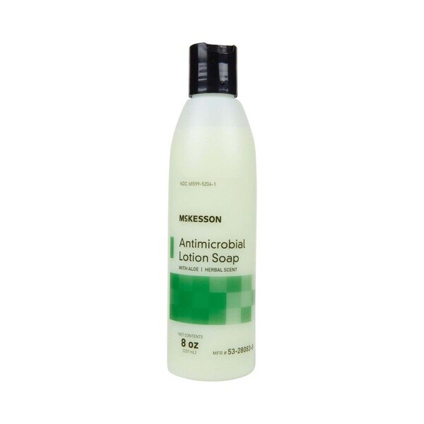 Mckesson Antimicrobial Lotion Soap, Herbal Scent, With Aloe, 8-oz Bottle, 48PK - 53-28083-8