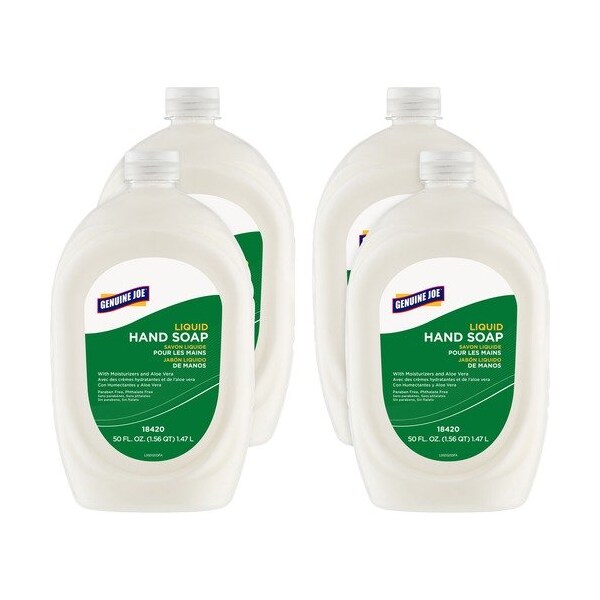 Genuine Joe Genuine Joe Soap, Refill, Lotion, w/Aloe, Flip Cap Bottle, 50oz, White, 4PK - GJO18420CT