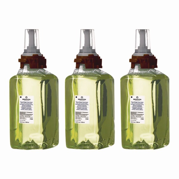Brighton Professional ADX Foaming Hand Soap Refills, Hand/Hair/Shower Wash, Citrus Ginger Scent, 1,250 mL, 3PK - 21891