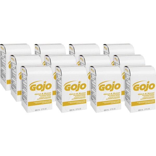 Gojo 27.1 fl oz (800 mL) Gold & Klean Antimicrobial Lotion Soap 12 PK - GOJ912712CT