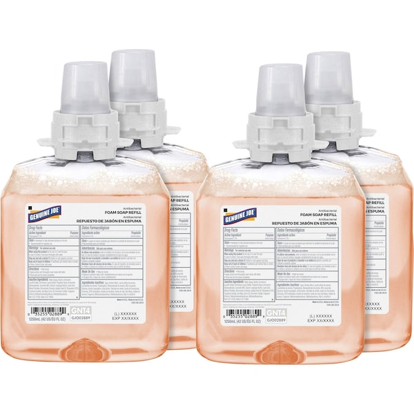 Genuine Joe 42.3 fl oz (1250 mL) Antibacterial Foam Soap Refill 4 PK - GJO02889CT
