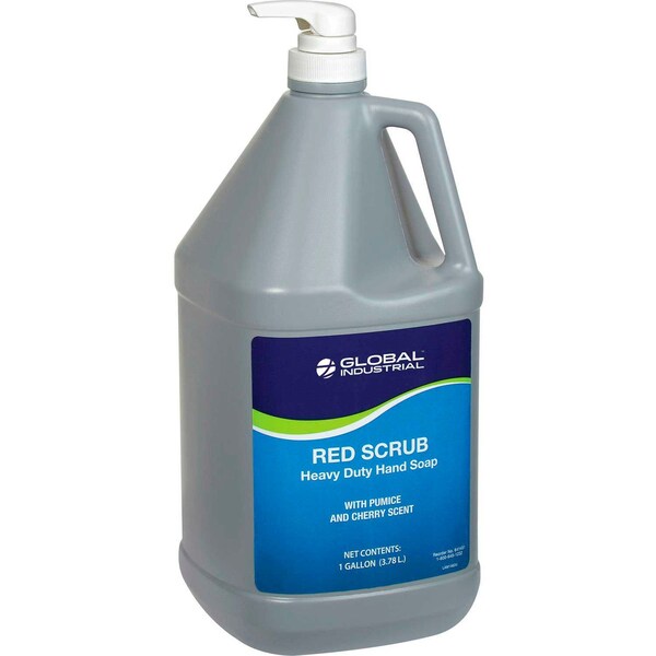 Global Industrial Red Scrub Heavy Duty Hand Cleaner, Cherry Scent, Gallon Pump Bottle - 641451