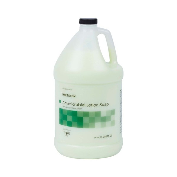 Mckesson Antimicrobial Lotion Soap, Herbal Scent, 1-gal, Green, 0.95% Strength, 4PK - 53-28081-GL