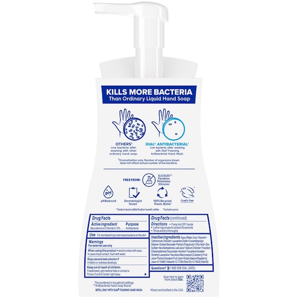 Dial Antibacterial Foaming Hand Wash, Power Berries Scent, 10 oz, 8PK - 17000 34727