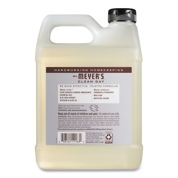 Mrs. Meyers Clean Day 33 oz Liquid Personal Soaps Jug - 651318