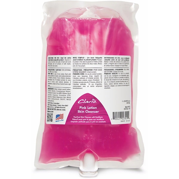 Betco Pink Lotion Skin Cleanser Refill, Clean Bouqet Scent, 1 liter, 6PK - 1122900