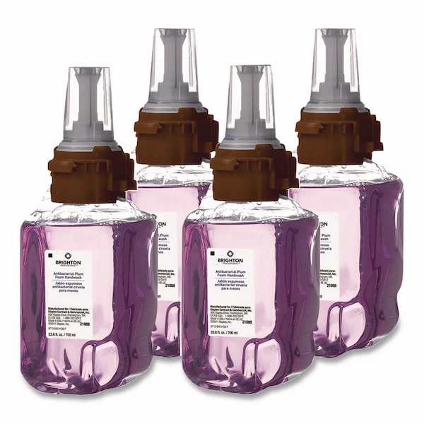 Brighton Professional Antibacterial Foaming Hand Soap Refill for ADX-7 Dispenser, Plum Scent, 700 mL, 4PK - BPR50956