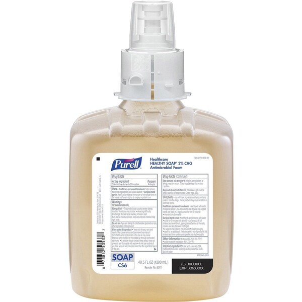 Purell Soap, Foam, Antimicrobial, CS6 Dispenser, 1250ml, BN, PK 2 - GOJ658102