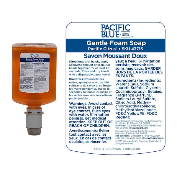 Georgia-Pacific 1200 ml Foam Hand Soap Cartridge - 43715