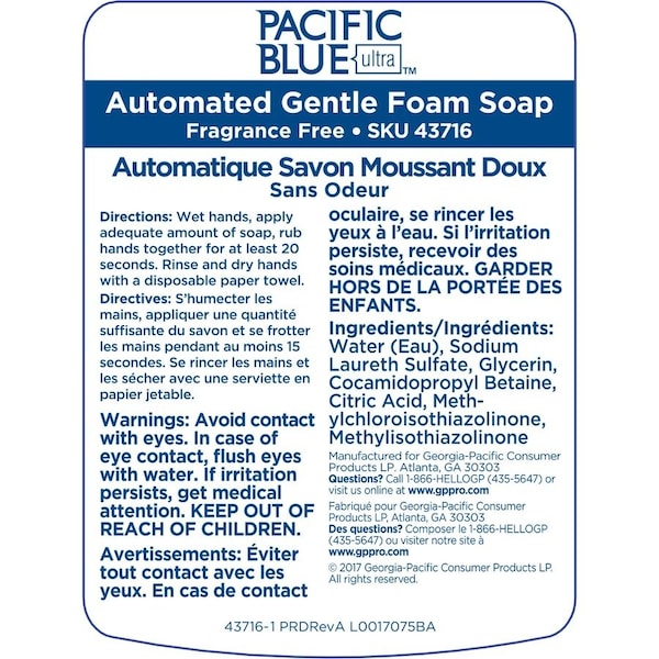 Georgia-Pacific 1200 ml Foam Hand Soap Cartridge - 43716
