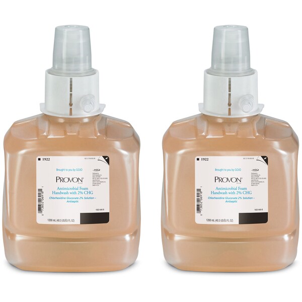 Provon 40.6 fl oz (1200 mL) LTX-12 Antimicrobial Foam Handwash with 2% CHG 2 PK - GOJ192202