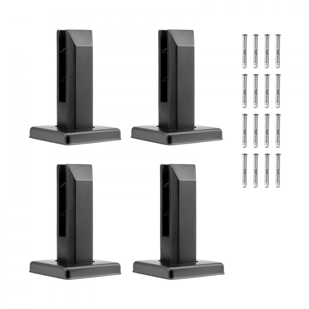 VEVOR Glass Clamp, 4 PCS Square Glass Railing Bracket for 0.31 "-0.47 " Tempered Glass, 304 Stainless Steel Glass Mounting Clamp, 0.12” Thick Glass Shelf Bracket for Balcony, Garden, Deck, Stair - BLLGJHSFXPT4A6L9GV0