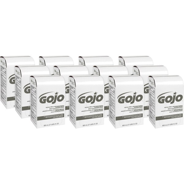 Gojo 27.1 fl oz (800 mL) Ultra Mild Antimicrobial Lotion Soap Refill 12 PK - GOJ921212CT