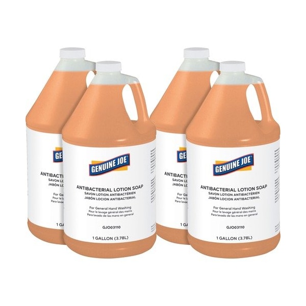 Genuine Joe Genuine Joe Soap, Antibacterial, Lotion, 1 Gallon, Orange, 4PK - GJO03110CT