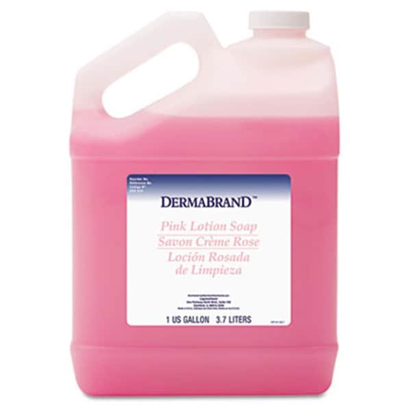 Dermabrand Mild Cleansing Pink Lotion Soap- Pleasant Scent- Liquid- 1 gal Bottle, 4PK - 410CT