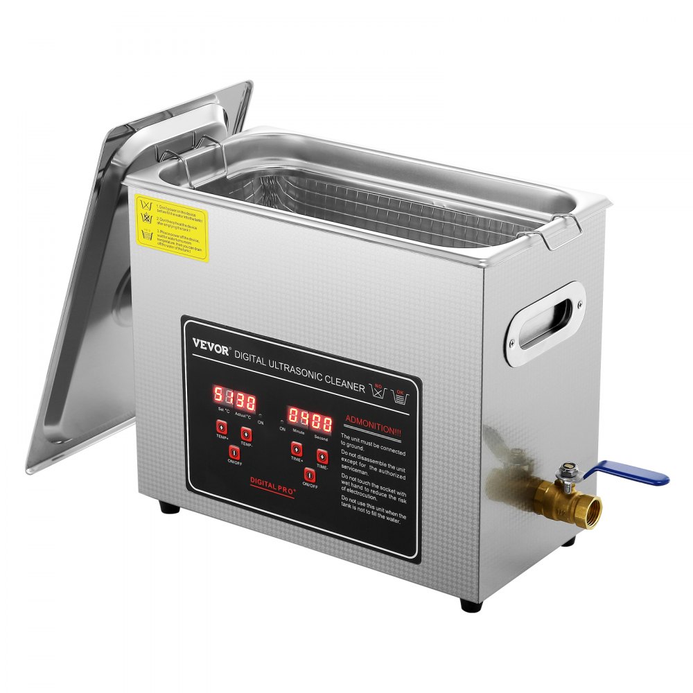 VEVOR Ultrasonic Cleaner with Digital Timer & Heater, Professional Ultra Sonic Jewelry Cleaner, Stainless Steel Heated Cleaning Machine for Glasses Watch Rings Small Parts Circuit Board (6L) - SXCSBQXJ6L00KPIORV1