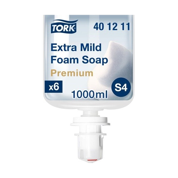 Essity Tork 401211, PREMIUM EXTRA MILD FOAM SOAP, UNSCENTED, 1 L, 6PK - TRK401211