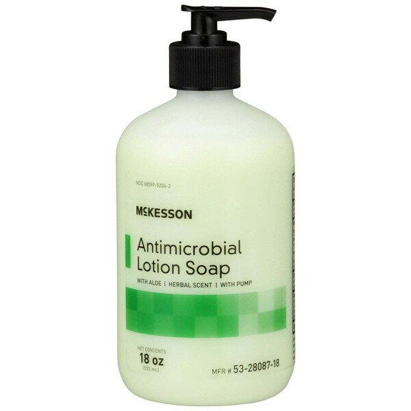 Mckesson Antimicrobial Lotion Soap, Herbal Scent, 18oz, Bottle, 0.95% Strength - 53-28087-18