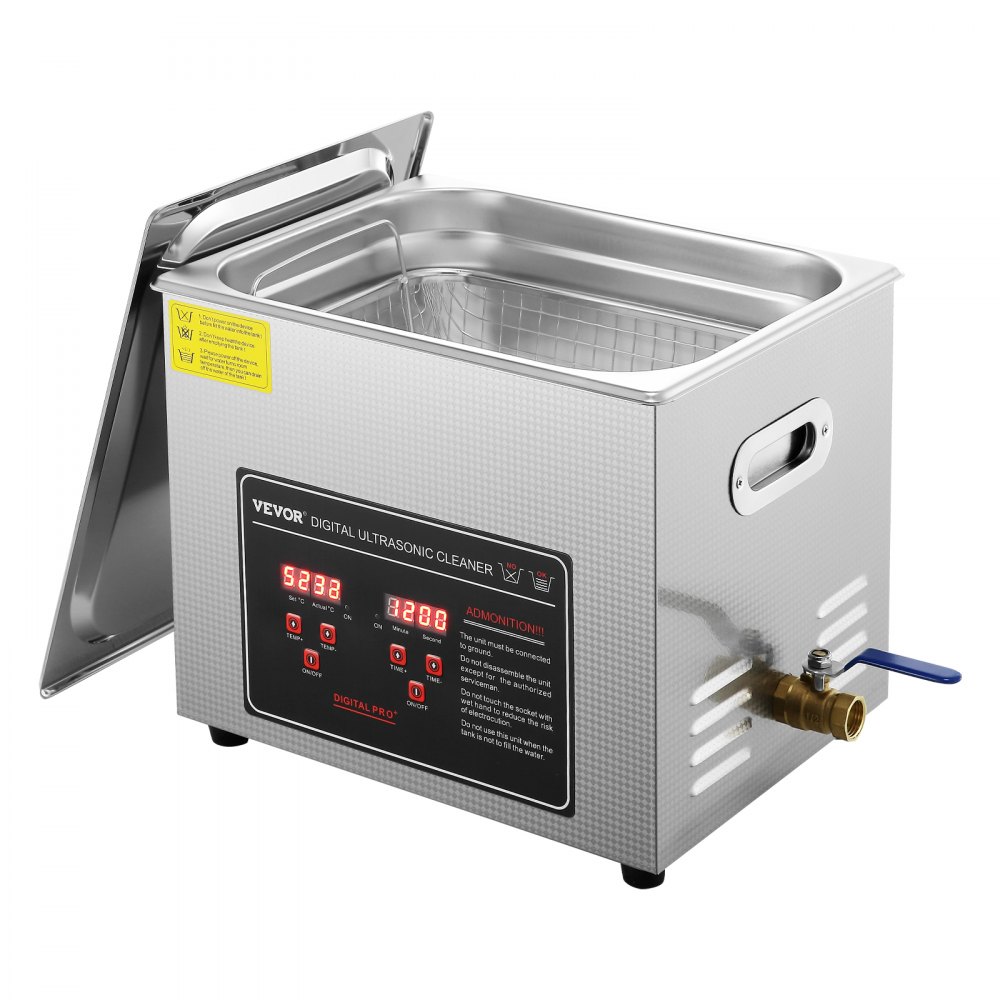 VEVOR Ultrasonic Cleaner with Digital Timer & Heater, Professional Ultra Sonic Jewelry Cleaner, Stainless Steel Heated Cleaning Machine for Glasses Watch Rings Small Parts Circuit Board (10L) - SXCSBQXJ10L02FU3NV1