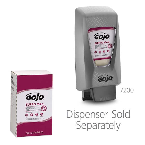 Gojo Hand Cleaner, Supro Max Series, Liquid, 2,000 mL, Includes Grit, Cherry, 4 PK - 7282-04