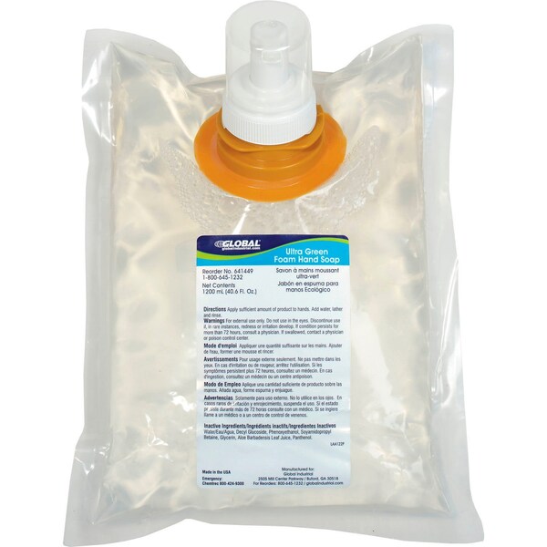 Global Industrial Ultra Green Foam Hand Soap 1200ml Refill, 6PK - 641449