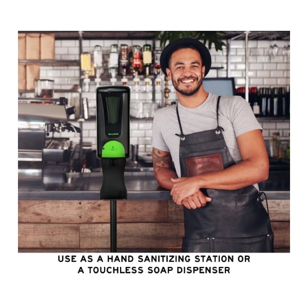 Alpine Industries Automatic Hands-Free Liquid/Gel Hand Sanitizer/Soap Dispenser with Floor Stand, 1200 mL, Black - ALP430-L-S-BLK