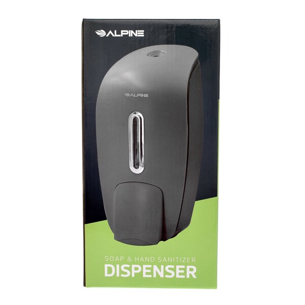 Alpine Industries Plastic Manual Vertical  Commercial Soap and Hand Sanitizer Dispenser, Gray - ALP425-GRY-MK