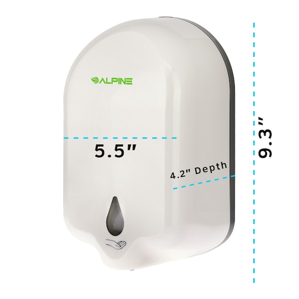 Alpine Industries Automatic Gel Hand Sanitizer/Soap Dispenser, 1100mL, White - 431-L