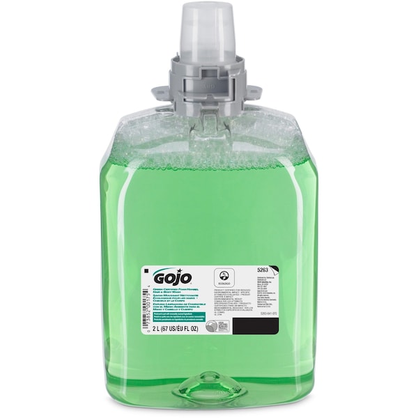Gojo Foam Hand & Body Wash Refill 2000 ml, Green Certified, Fits 5270-06, 5270-0, Cucumber-Melon, 2 Pack - 5263-02