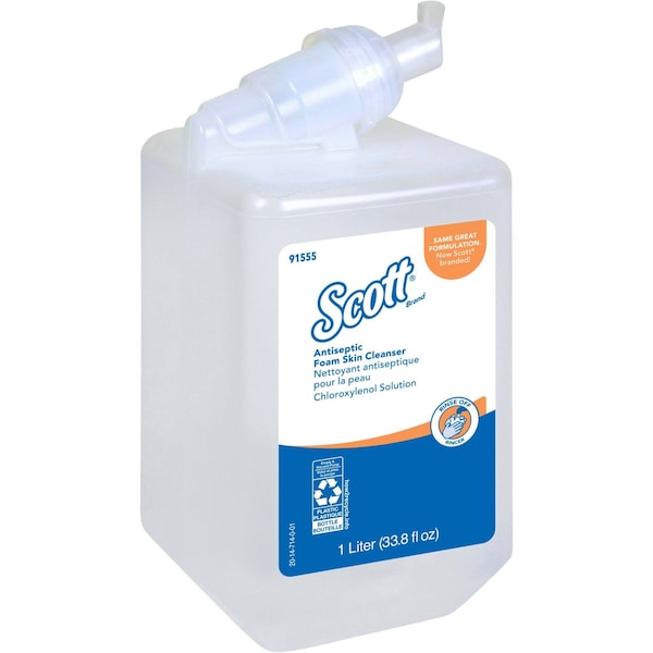Kimberly-Clark Professional Antiseptic Foam Skin Cleanser, 1.75% PCMX, Clear, Unscented Soap, 1.0 L, 6 Packages/Case - 91555