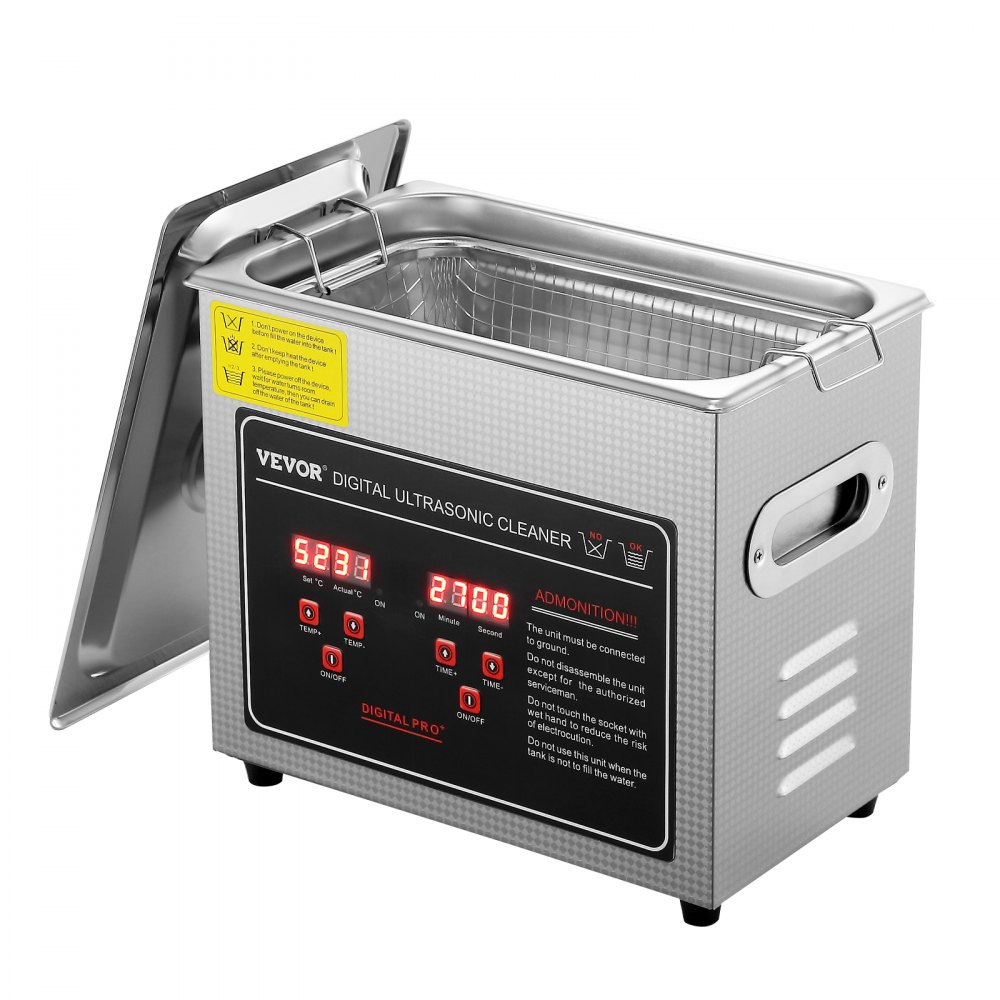 VEVOR Ultrasonic Cleaner with Digital Timer & Heater, Professional Ultra Sonic Jewelry Cleaner, Stainless Steel Heated Cleaning Machine for Glasses Watch Rings Small Parts Circuit Board (3L) - SXCSBQXJ3S00MPUCFV1