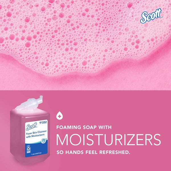 Kimberly-Clark Professional Foam Hand Soap, 1.0 L Hand Soap Refills for compatible Scott Essential Manual Dispensers (6 Bottles) - 91552