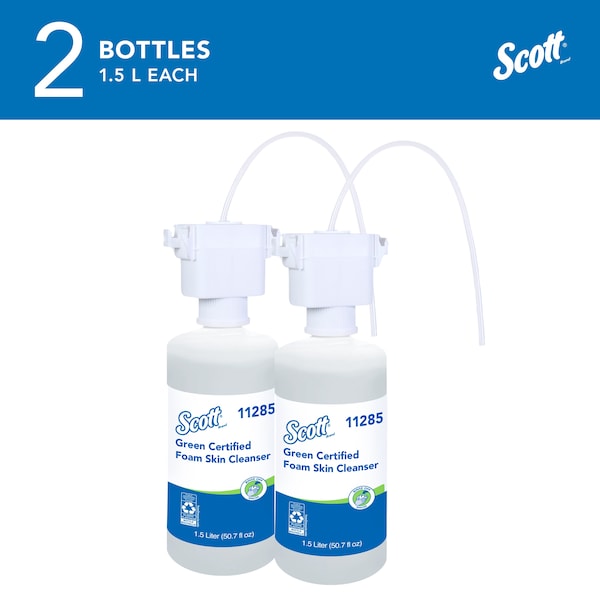 Kimberly-Clark Professional Green Certified Foam Hand Soap, 1.5 L Refills for KCP Automatic Counter-Mount Dispensers (2 Bottles) - 11285