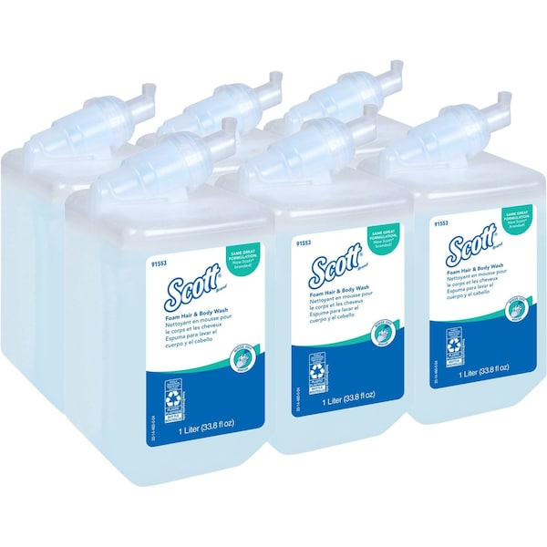 Scott Pro Foam Hair and Body Wash, 1000 mL, Refill, PK6 - KCC 91553