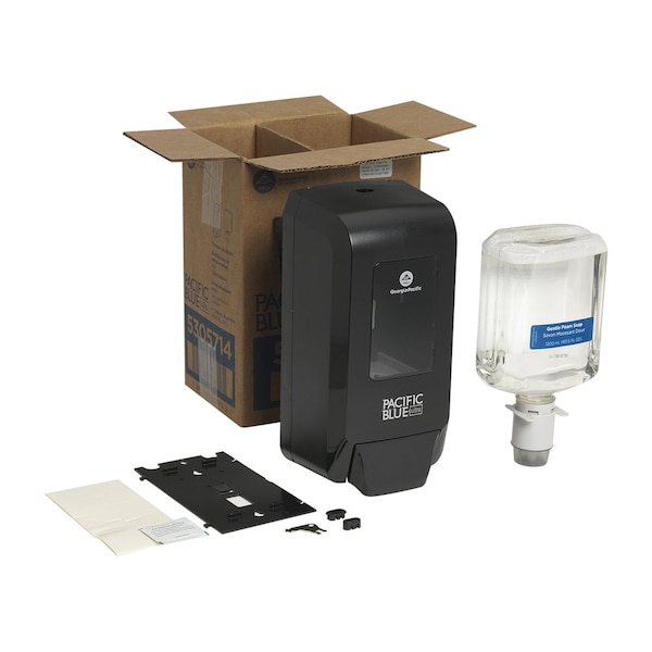 Pacific Blue Ultra Soap/Sanitizer Dispenser Kit, Black Dispenser, Gentle Foam Soap, Dye Free - 5305714