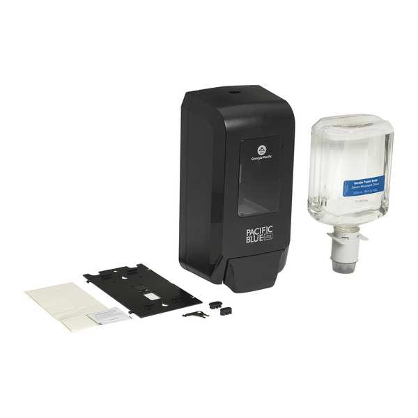 Pacific Blue Ultra Soap/Sanitizer Dispenser Kit, Black Dispenser, Gentle Foam Soap, Dye Free - 5305714