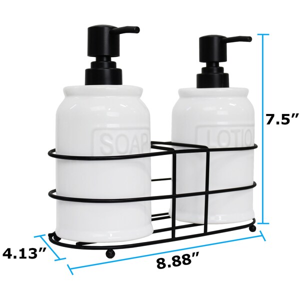 Blue Donuts 2 Piece Soap and Lotion Dispenser Set With Metal Rack - BD3928105