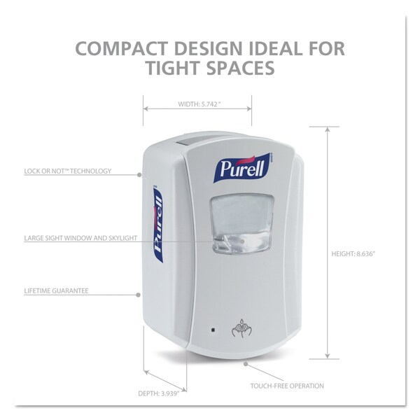 Purell LTX-7 Touch-Free Dispenser, 700 mL, 5.75 x 4 x 8.62, White - 1320-04