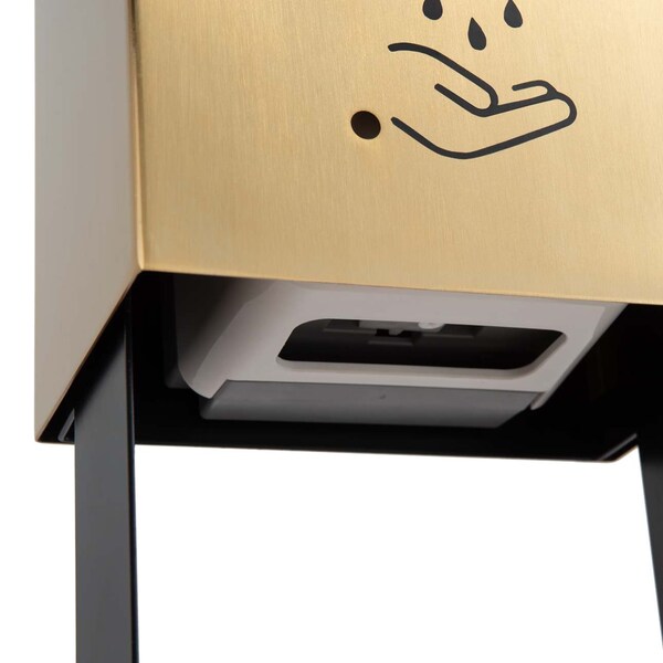 Nova Of California Luxe Tabletop Touchless Hand Sanitizer Dispenser   21in, Brushed Brass, Powermist - 7010563