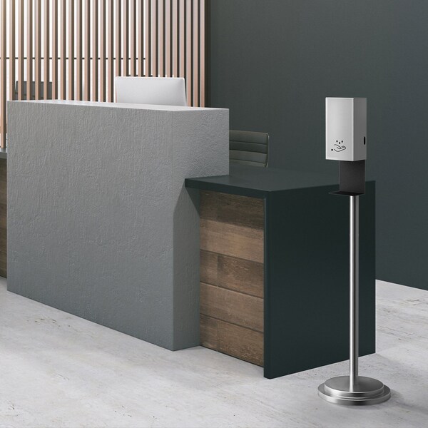 Nova Of California Luxe Floor Stand Touchless Hand Sanitizer Dispenser   54in, Satin Nickel, Powermist - 7020545