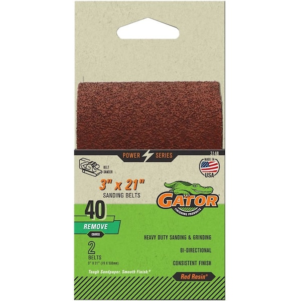 Banda de lijado Gator, 3 pulgadas de ancho, 18 pulgadas de largo, 120 granos, fino, abrasivo de óxido de aluminio - 3149