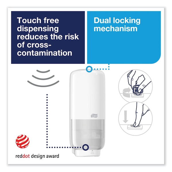 Tork Elevation Foam Skincare Auto Dispenser with Intuition Sensor, 1 L/33 oz, 4.45x5.12 x10.94, White, 4PK - 571600