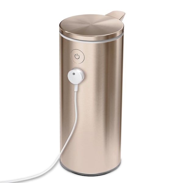 Simplehuman 9 oz. Touch-Free Rechargeable Sensor Liquid Soap Pump Dispenser, Rose Gold Stainless Steel - ST1046