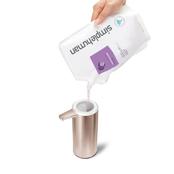 Simplehuman 9 oz. Touch-Free Rechargeable Sensor Liquid Soap Pump Dispenser, Rose Gold Stainless Steel - ST1046