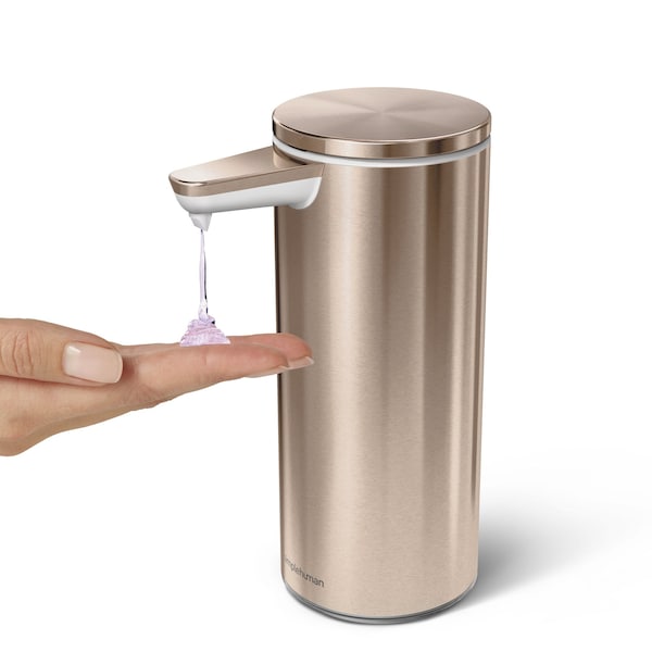 Simplehuman 9 oz. Touch-Free Rechargeable Sensor Liquid Soap Pump Dispenser, Rose Gold Stainless Steel - ST1046