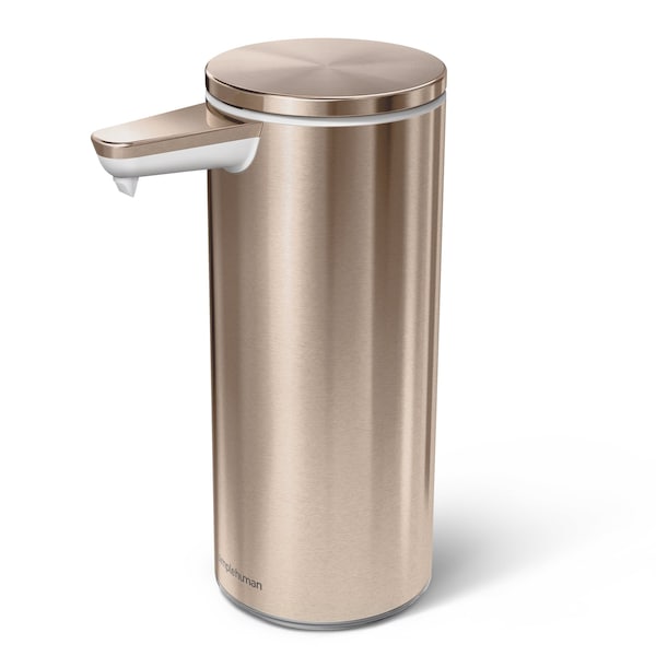 Simplehuman 9 oz. Touch-Free Rechargeable Sensor Liquid Soap Pump Dispenser, Rose Gold Stainless Steel - ST1046
