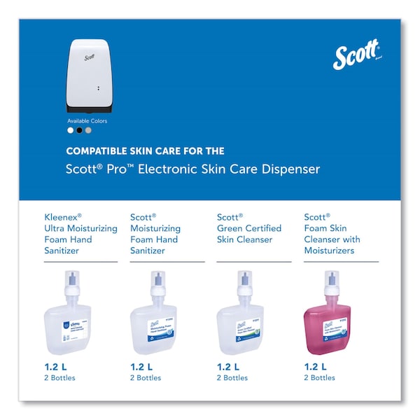 Scott Electronic Skin Care Dispenser, 1200 mL, 7.3" x 4" x 11.7", White - 32499