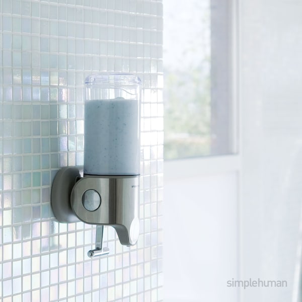 Simplehuman Single Wall Mount Shower Pump, 15 fl. oz. Shampoo and Soap Dispenser, Stainless Steel - BT1034